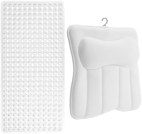 Patented Bath Tub Shower Mat and Mesh Bath Pillow for Tub by gorilla grip shower mat